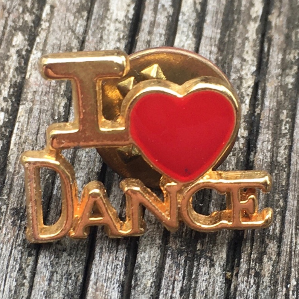 Gold and Red 'I Love Dance' Pin